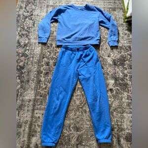 Aritzia Tna Cozy Perfect Crewneck and Boyfriend Sweatpants set in blue